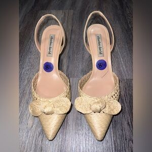Charles David Tan Slingback Heels with Elegant Design. heel defect (pictured)